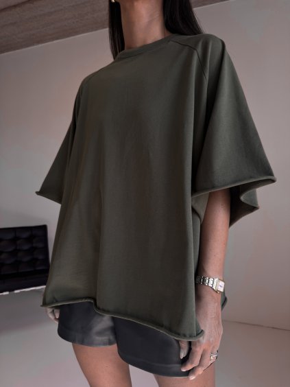 BOXY TRIKO - heavy cotton - dark khaki