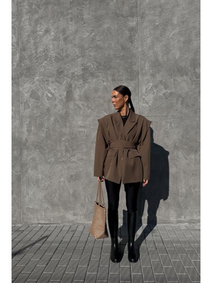 KABÁTEK S PÁSKEM brown