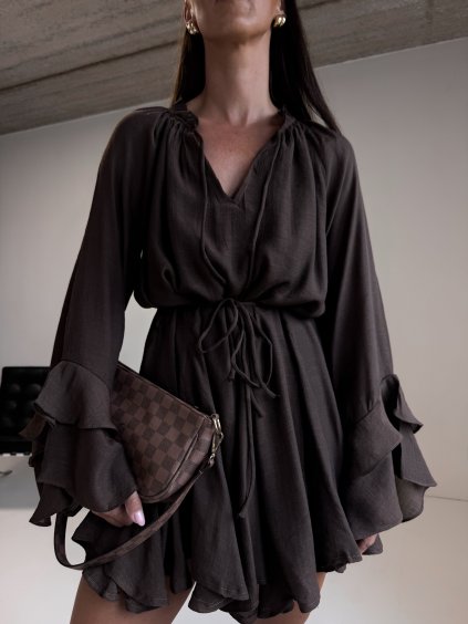 ŠATY S KOLOVOU SUKNÍ brown