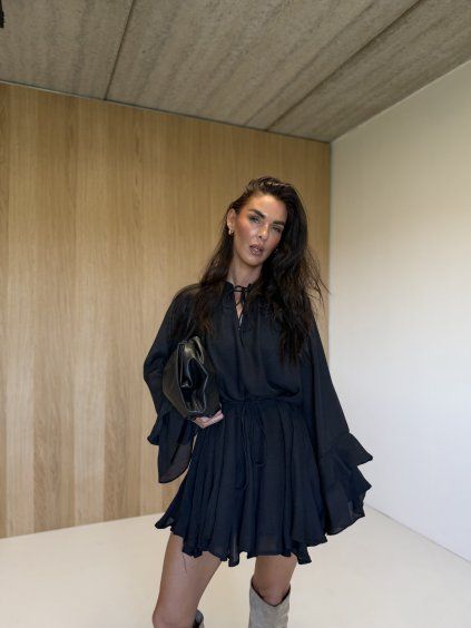 ŠATY S KOLOVOU SUKNÍ black