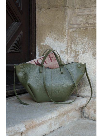 KOŽENÁ SHOPPER BAG MEDIUM khaki
