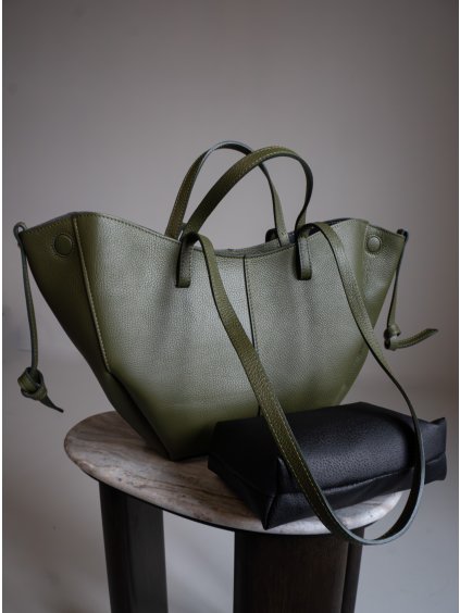 KOŽENÁ SHOPPER BAG MEDIUM khaki