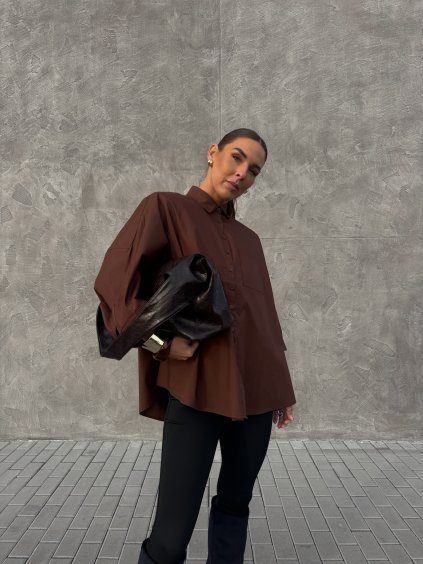 OVERSIZED KOŠILE SE ŠIROKÝM RUKÁVEM brown