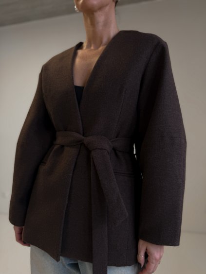 KABÁTEK S PÁSKEM brown