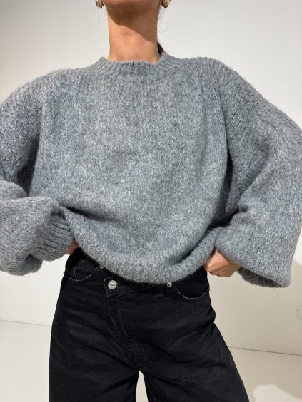 MĚKKÝ SVETR S PODÍLEM VLNY  grey