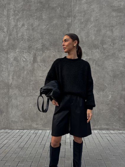 MĚKKÝ SVETR S PODÍLEM VLNY  black