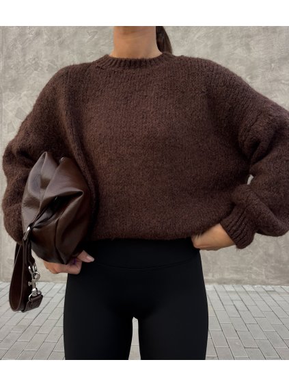 MĚKKÝ SVETR S PODÍLEM VLNY brown