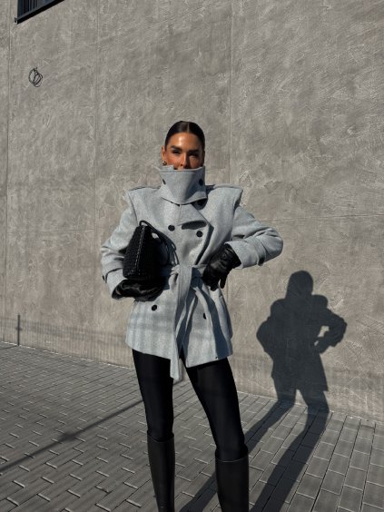 KABÁTEK S DVOUŘADÝM ZAPÍNÁNÍM grey