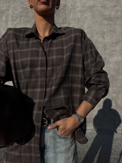 KÁRO KOŠILE brown/beige