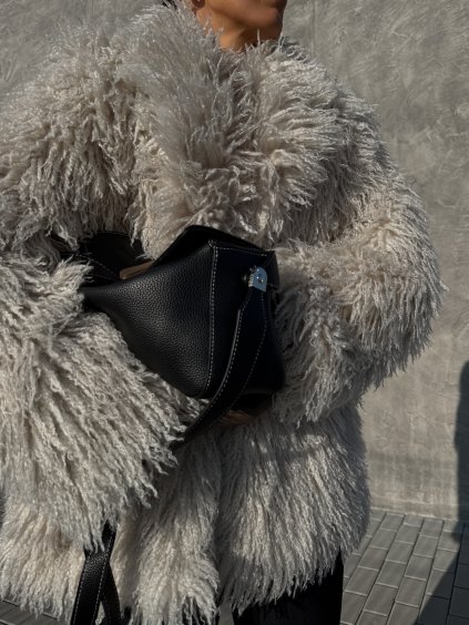 HUŇATÝ PRODLOUŽENÝ KOŽÍŠEK beige