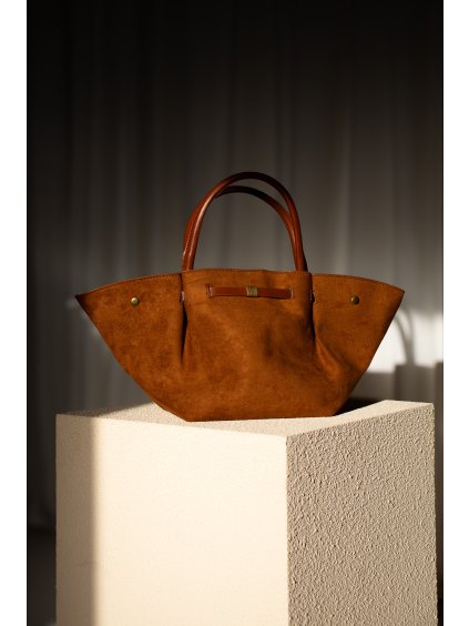 SEMIŠOVÁ SHOPPER BAG S PÁSKEM camel