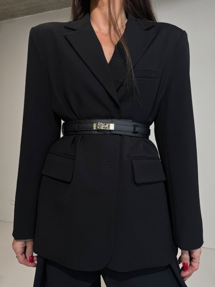 ŠIROKÝ KOŽENÝ POSUVNÝ PÁSEK SE ZLATOU SPONOU black