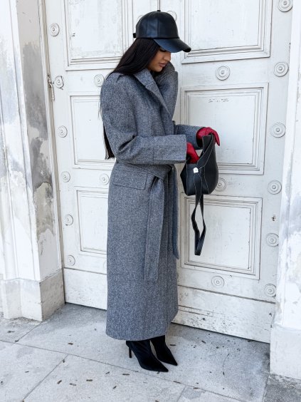 PREMIUM DLOUHÝ TVÍDOVÝ KABÁT grey