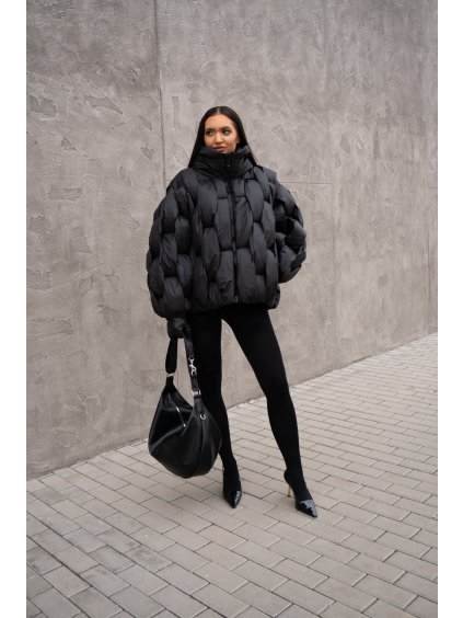 STRUKTUROVANÁ PUFF BUNDA black