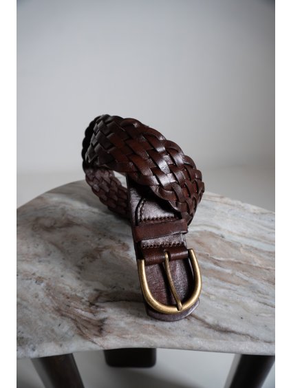 PROPLÉTANÝ KOŽENÝ ŠIROKÝ PÁSEK - BROWN