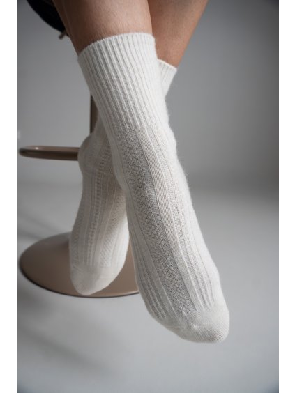 PONOŽKY S KAŠMÍREM A VLNOU off white