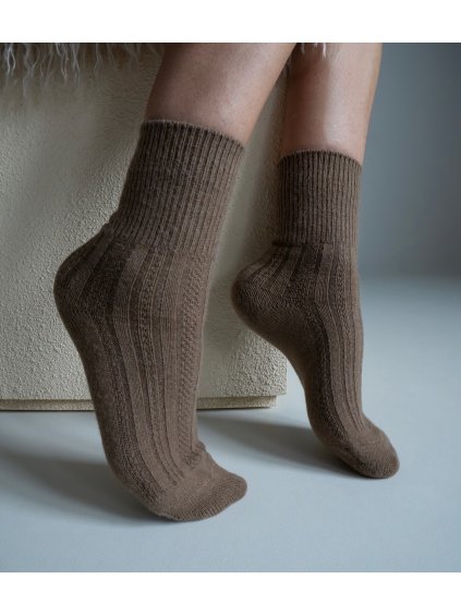 PONOŽKY S KAŠMÍREM A VLNOU beige