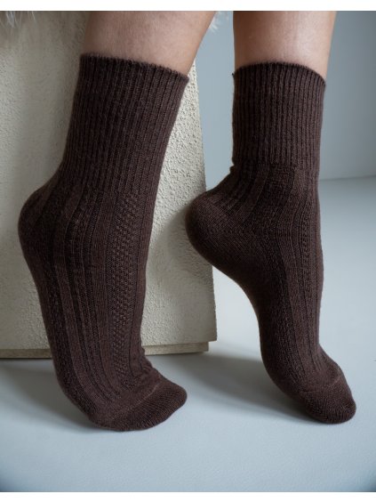 PONOŽKY S KAŠMÍREM A VLNOU brown