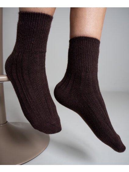 PONOŽKY S KAŠMÍREM A VLNOU dark brown