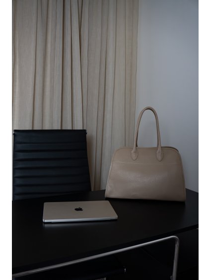 VELKÁ KOŽENÁ BOWLING BAG taupe