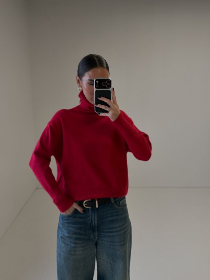 OVERSIZED ROLÁK S PODÍLEM KAŠMÍRU red