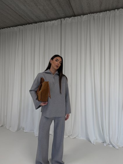 ŽEBROVANÝ PLETENINOVÝ KOMPLET grey