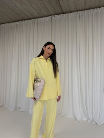ŽEBROVANÝ PLETENINOVÝ KOMPLET yellow