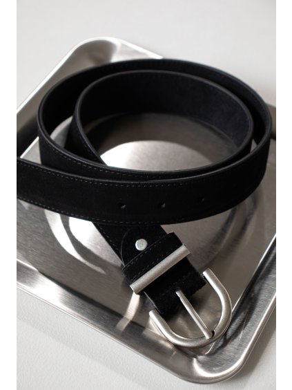 KOŽENÝ SEMIŠOVÝ PÁSEK black/silver