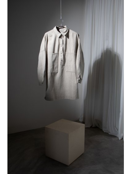 KOŠILOVÉ DENIM ŠATY taupe