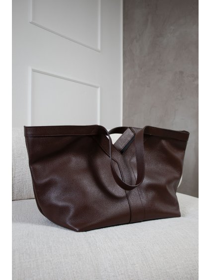 VELKÁ KOŽENÁ SHOPPER BAG "Y" choco