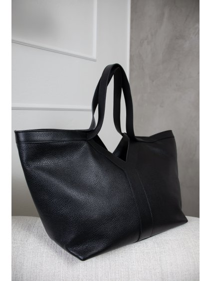 VELKÁ KOŽENÁ SHOPPER BAG "Y" black