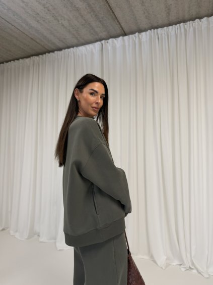 OVERSIZED TEPLÁKOVÁ MIKINA khaki