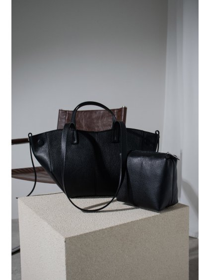KOŽENÁ SHOPPER BAG SMALL black