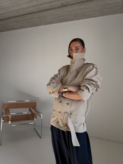 PRODLOUŽENÝ OVERSIZED TRENCH COAT beige