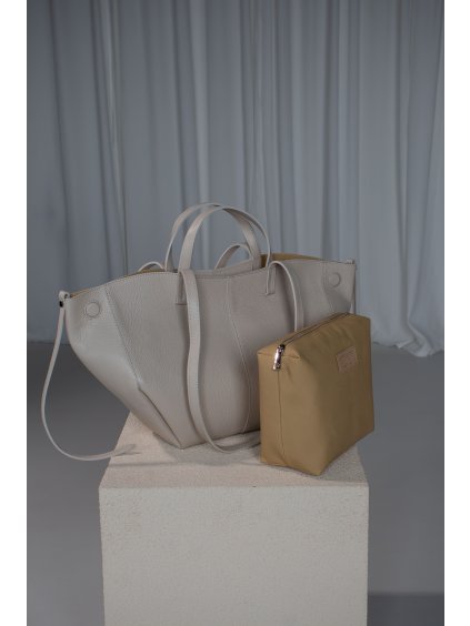 KOŽENÁ SHOPPER BAG LARGE cream