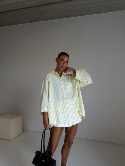 OVERSIZED KOŠILE S PROUŽKEM yellow