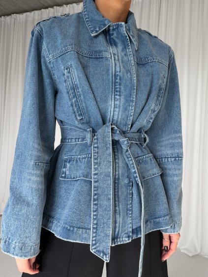 DENIM BUNDA S PÁSKEM