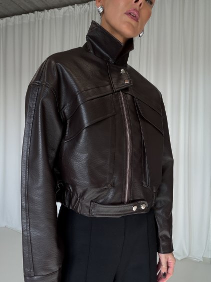 KOŽENKOVÁ BOMBER BUNDA choco
