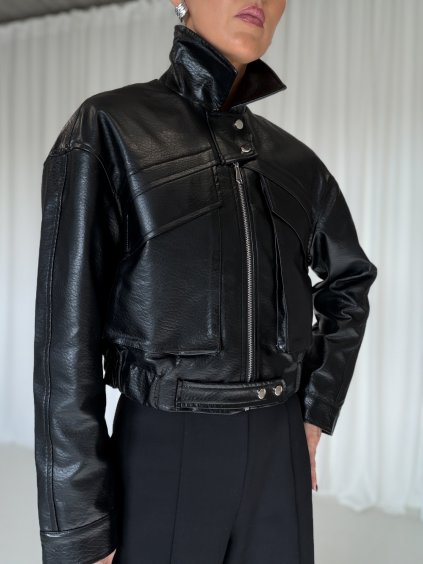KOŽENKOVÁ BOMBER BUNDA black