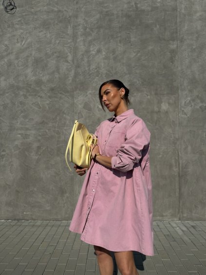 DENIM OVERSIZED ŠATY old pink