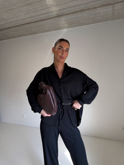 BAVLNĚNÝ KOMPLET KALHOTY+  KOŠILE black