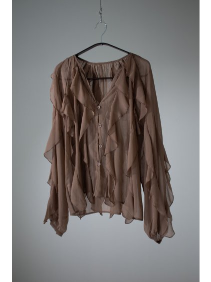 VOLÁNKOVÝ BOHO TOP taupe