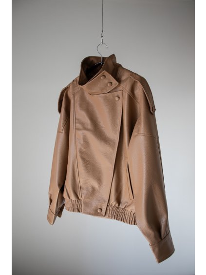 KOŽENKOVÝ BOMBER SE STOJÁČKEM camel