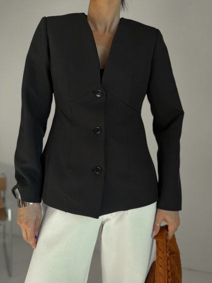 VYPASOVANÉ SAKO BEZ KLOPY black