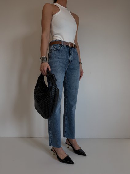 STRAIGHT DŽÍNY S PÁSKEM blue