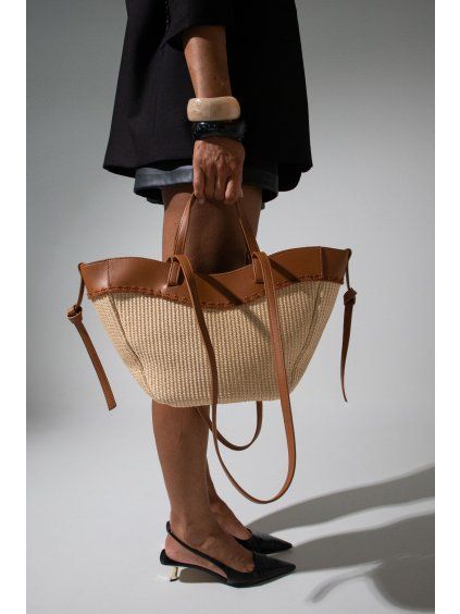 SLAMĚNÁ SHOPPER BAG beige/brown