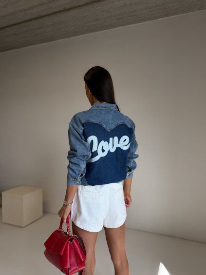 DŽÍNOVÁ BUNDA "LOVE" blue