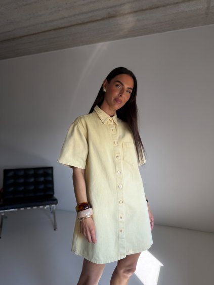 OVERSIZED KOŠILOVÉ DENIM ŠATY yellow