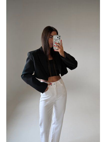 CROPPED SAKO S VYCPÁVKAMI black