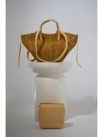 KOŽENÁ SEMIŠOVÁ SHOPPER BAG SMALL yellow